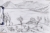 dessin paysage fusain lac du salagou, rouens, mont liausson